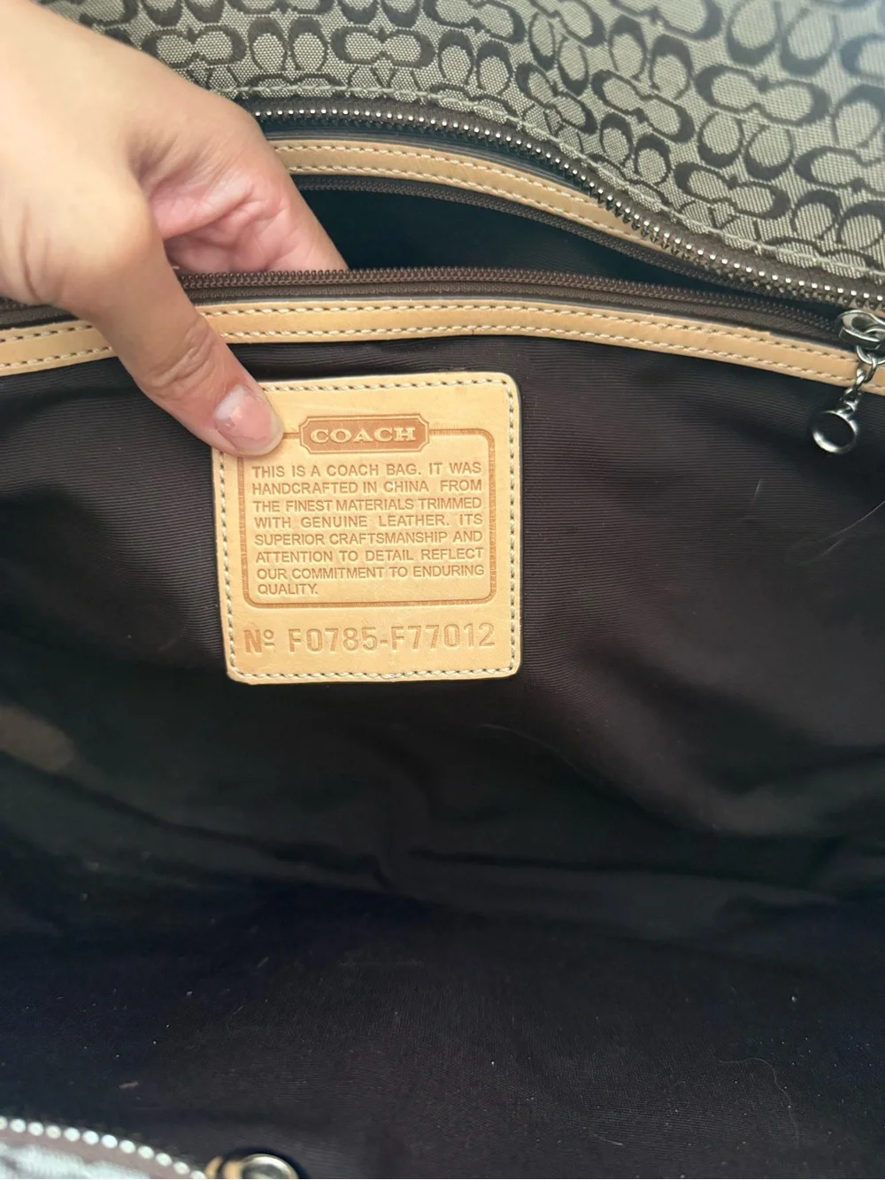 Coach Brown Signature Canvas Duffel with Tan Leather Trim